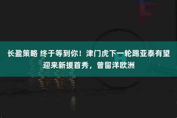 长盈策略 终于等到你！津门虎下一轮踢亚泰有望迎来新援首秀，曾留洋欧洲