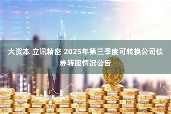 大资本 立讯精密 2025年第三季度可转换公司债券转股情况公告