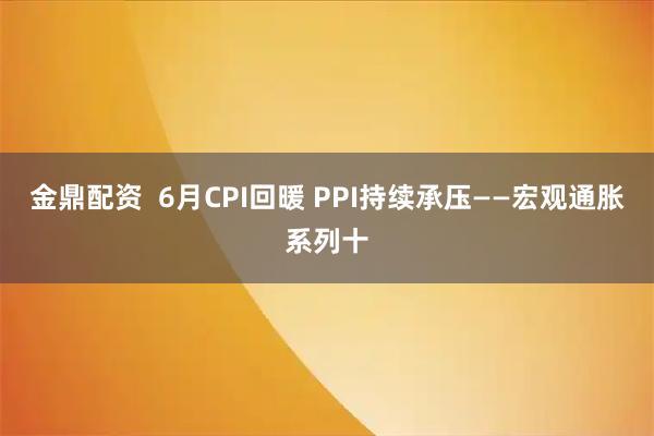 金鼎配资  6月CPI回暖 PPI持续承压——宏观通胀系列十
